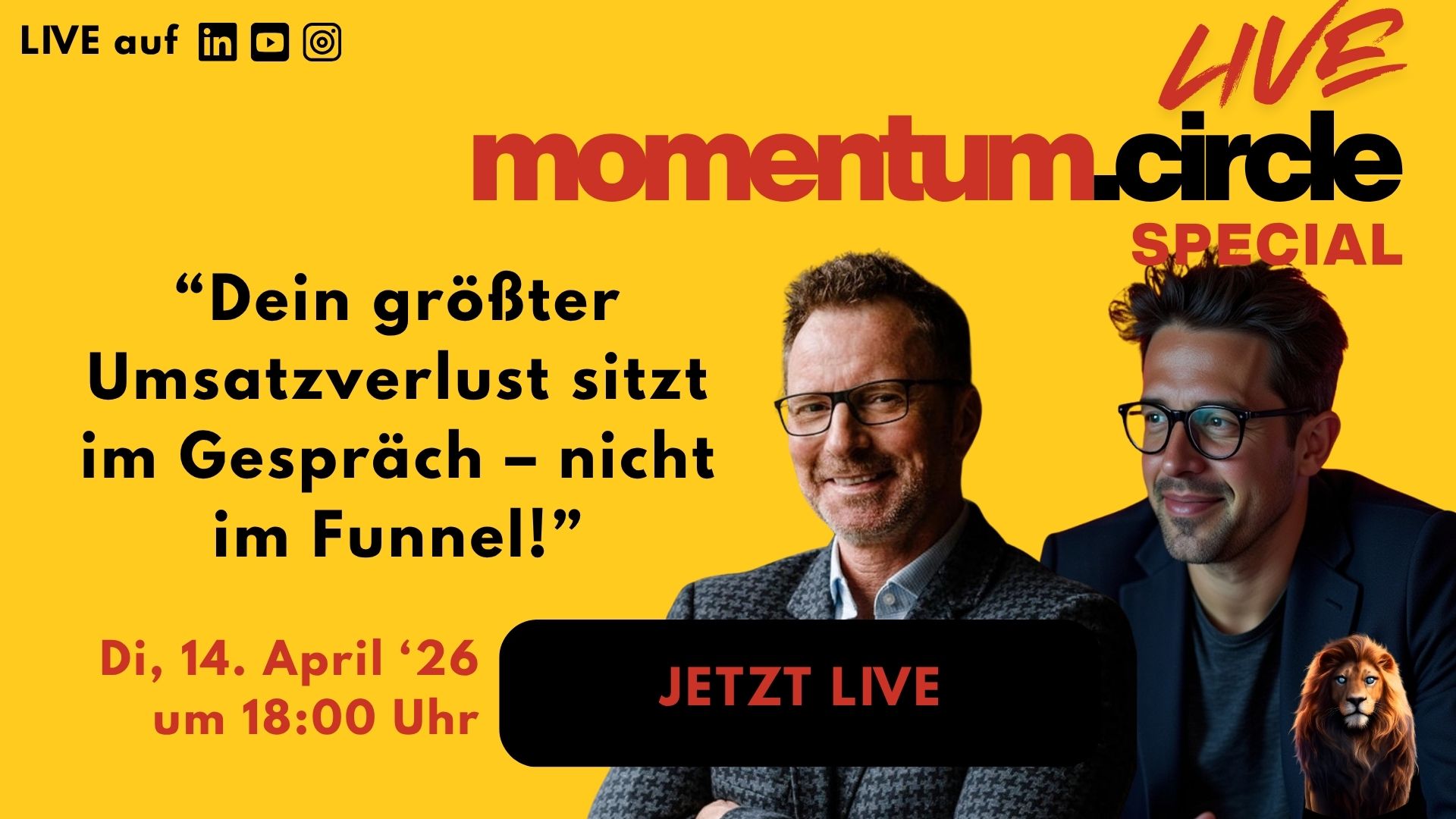 Momentum.Circle Live Talk mit Thomas Marktanner über Umsatzverlust im Verkaufsgespräch, Sales Quality, AI im Vertrieb und bessere Gesprächsführung.