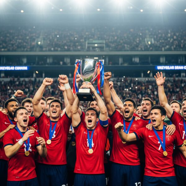 Steuerberatung für Profisportler – Fußballspieler jubeln mit Pokal, Symbol für Erfolg mit SAM Steuerberatung Schönaich im Kreis Böblingen