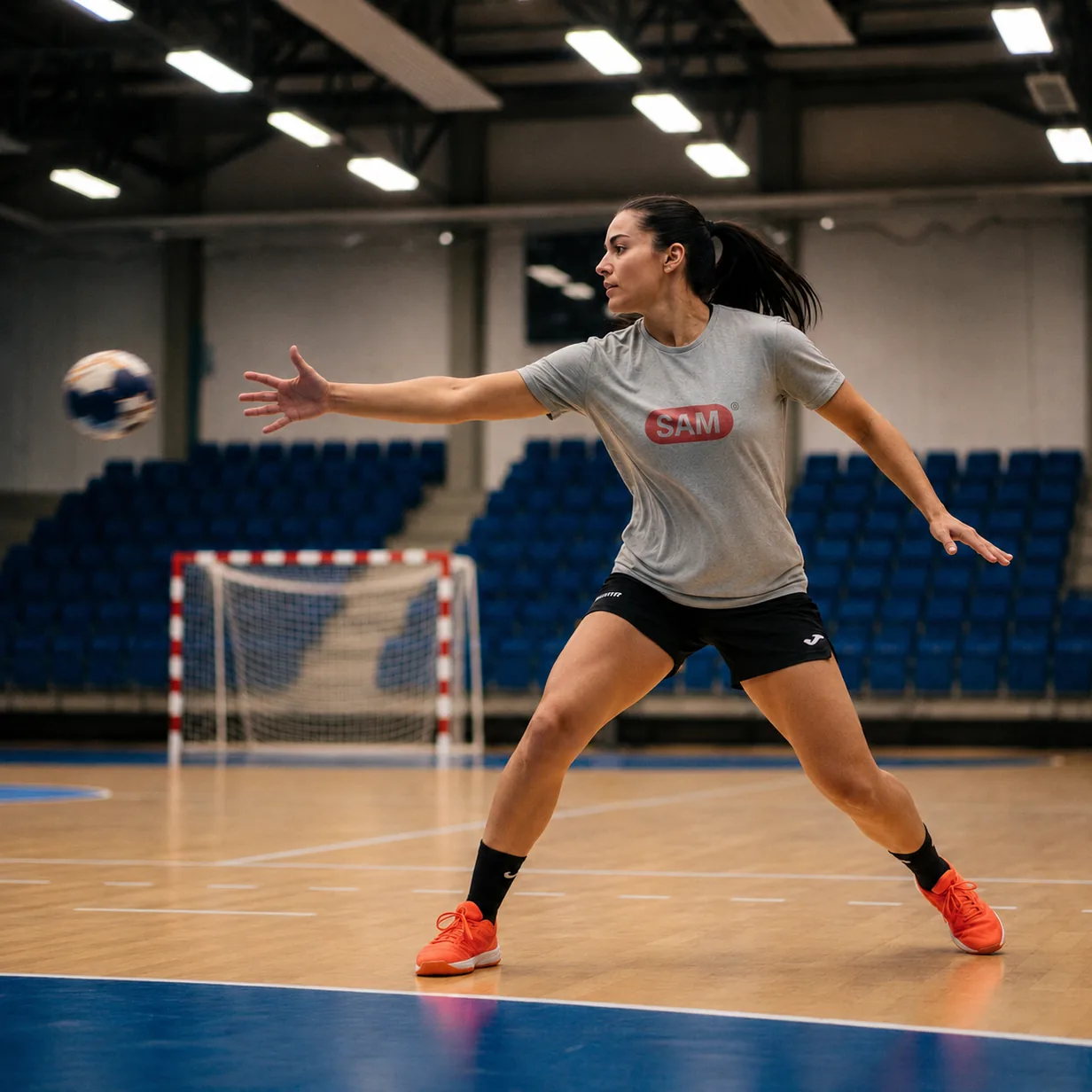 Steuerberatung für Sportler und Vereine – Handballspielerin mit SAM Trikot symbolisiert die Spezialisierung von SAM Steuerberatung Schönaich im Kreis Böblingen auf Profisportler