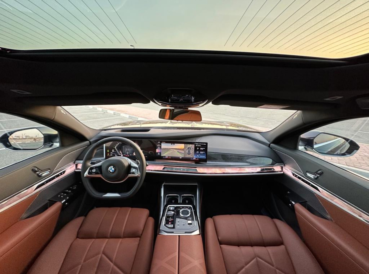 Luxurious BMW interior with leather seats and advanced digital dashboard