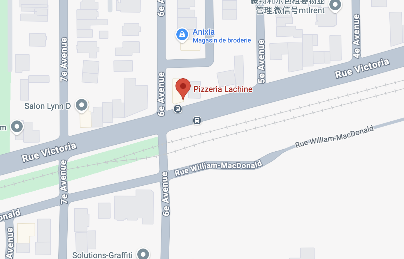 Map with location pin for Restaurant Le Surfin on Bd Armand-Bombardier near Av Copernic.