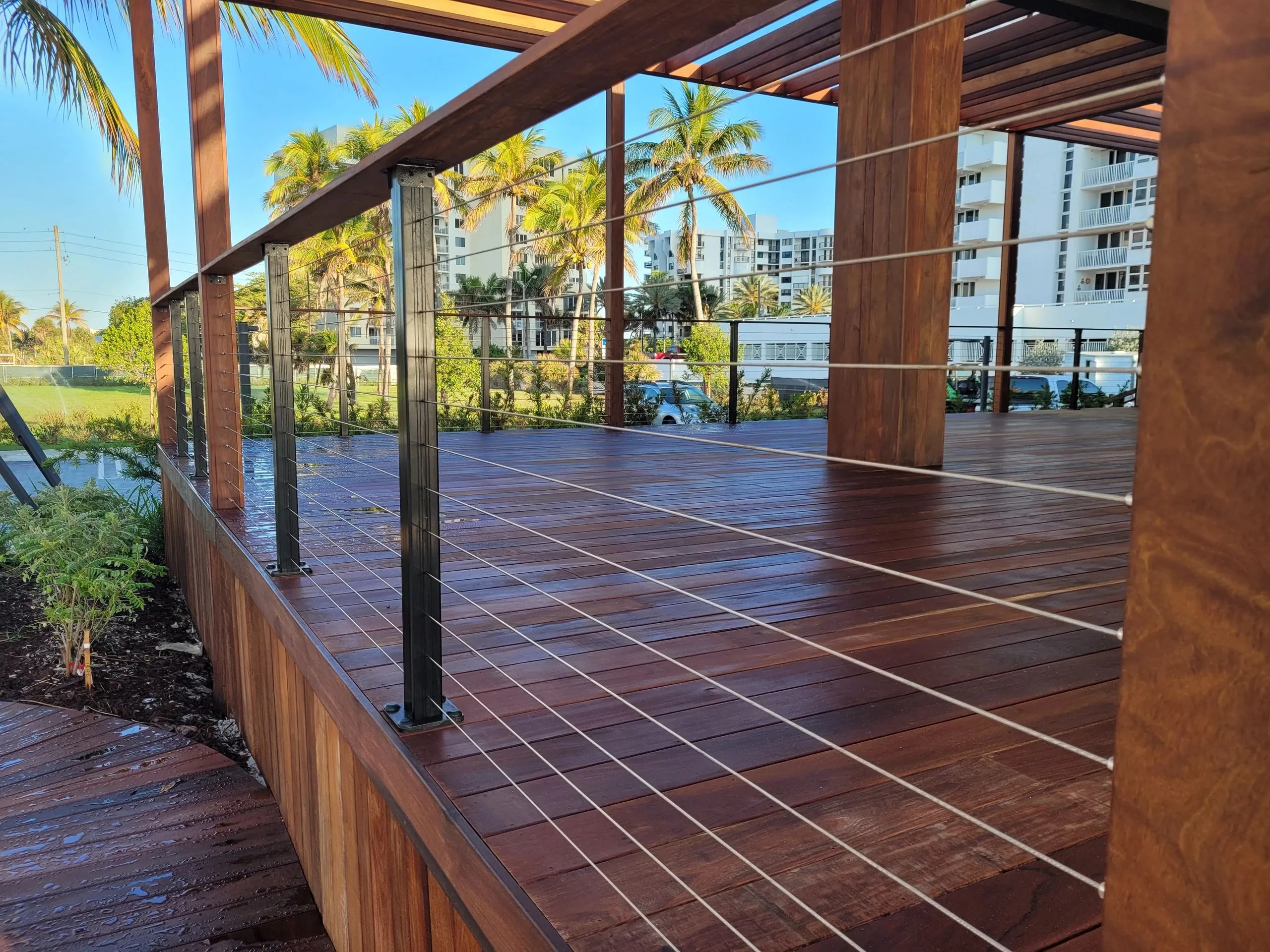 Custom cable railing at Ritz-Carlton Pompano built by Deckmasters of Florida