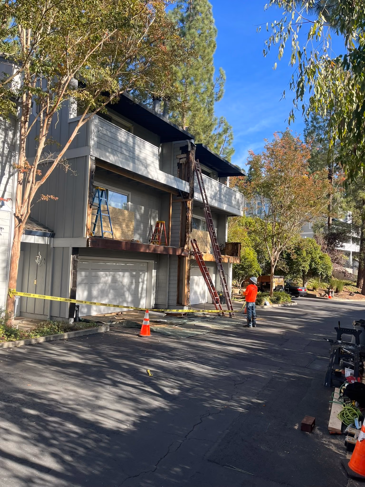 Prime Level Construction exterior structural repair during water damage and dry rot restoration