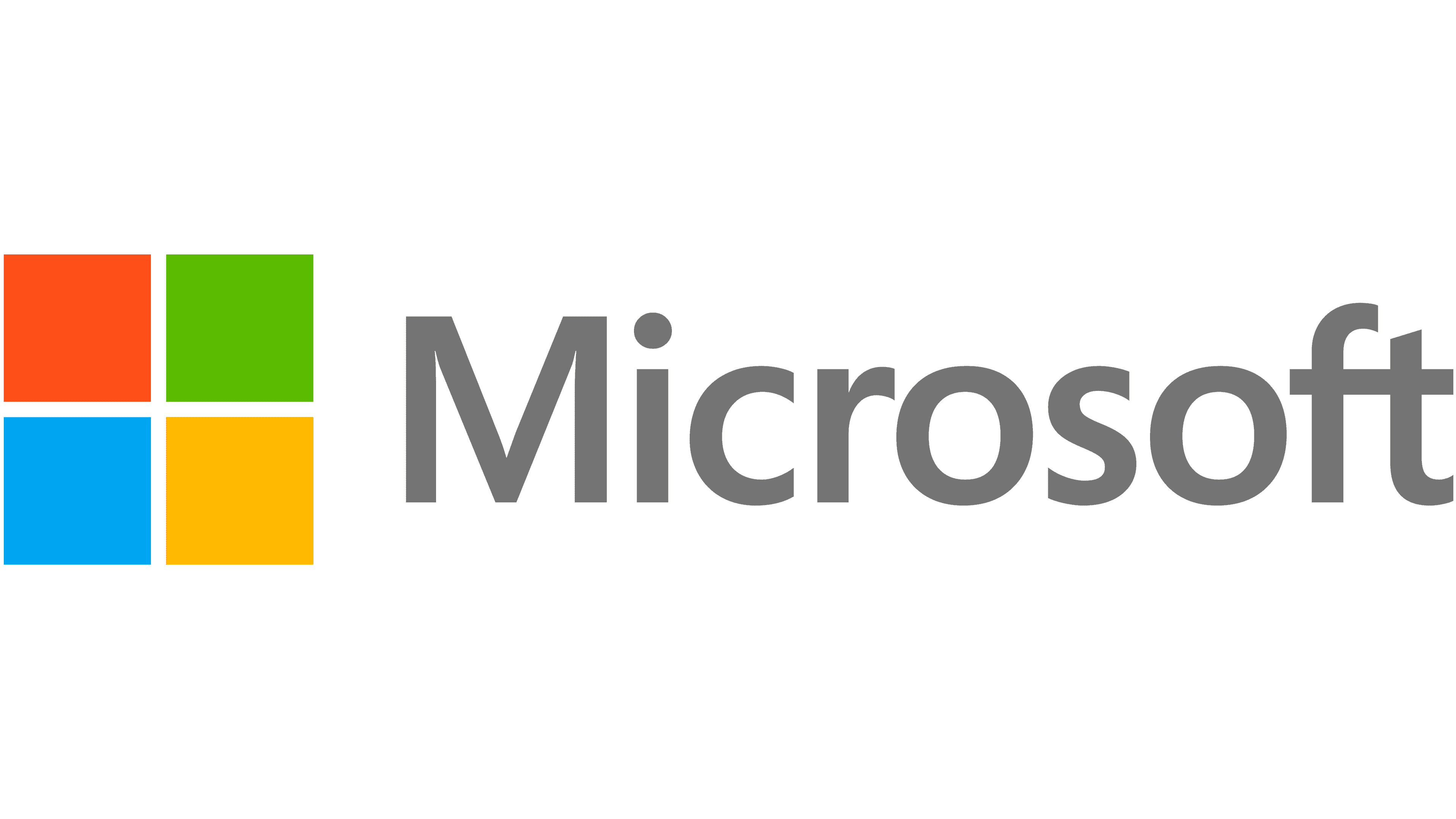 Microsoft logo with four colored squares and the word Microsoft in gray text.