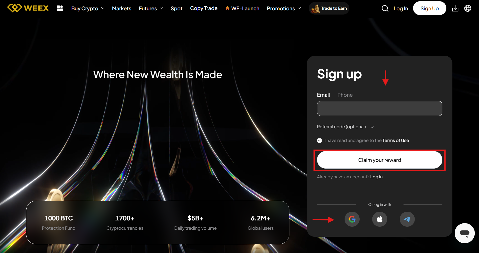 Sign-up methods