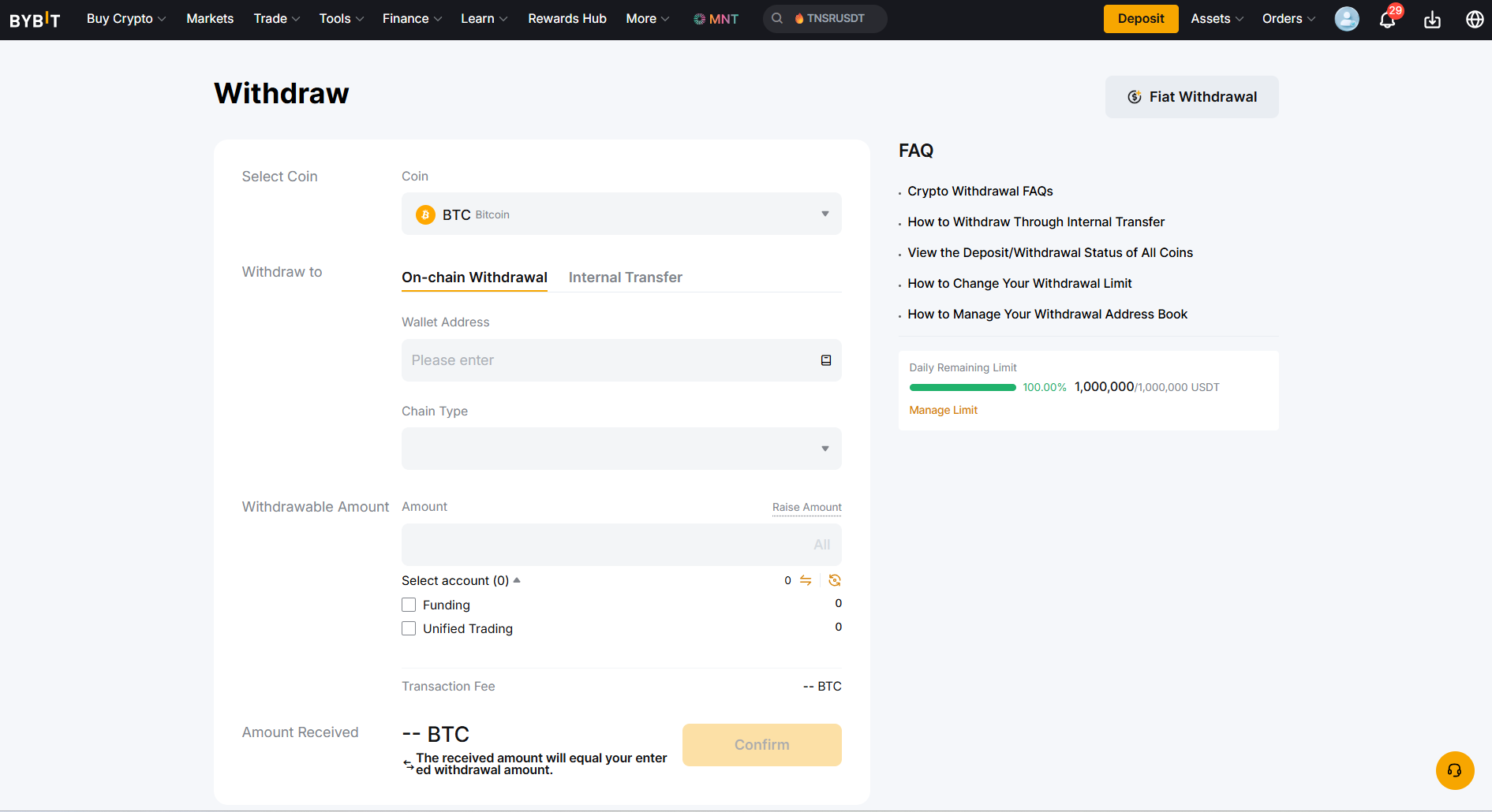 Bybit Withdrawal