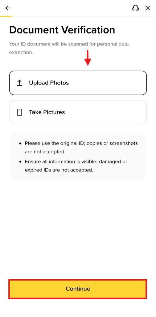Binance App KYC Tutorial: Document verification