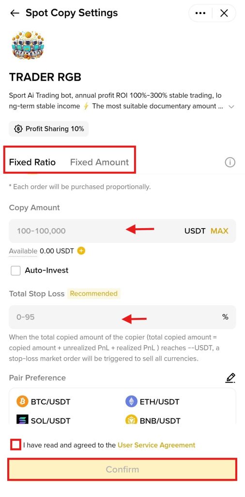Binance App Copy trading Tutorial: Copy trading Settings