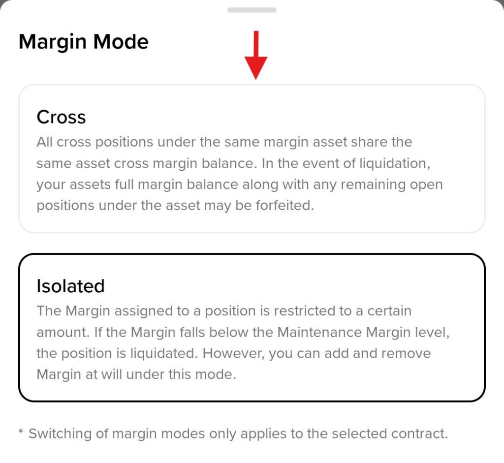 Binance App Futures market Tutorial: Margin mode