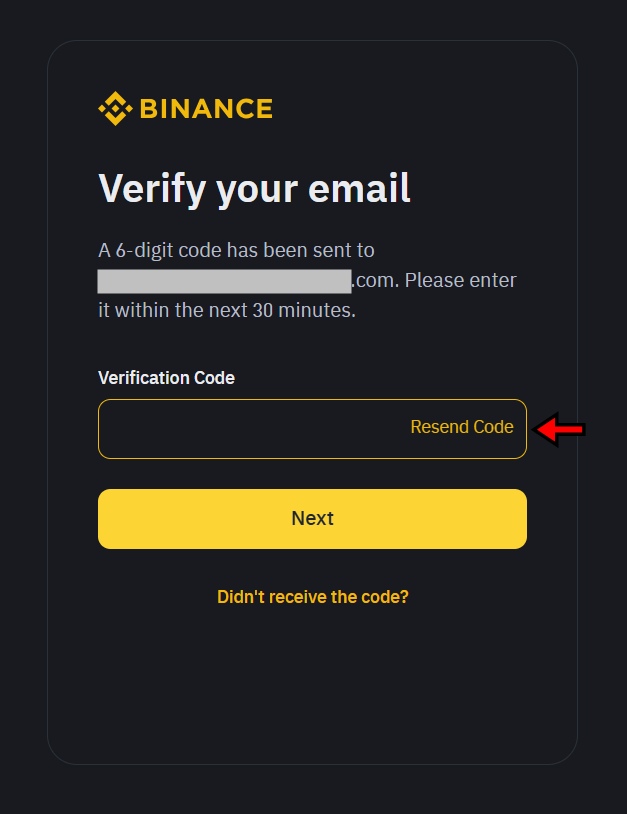Email verification on Binance