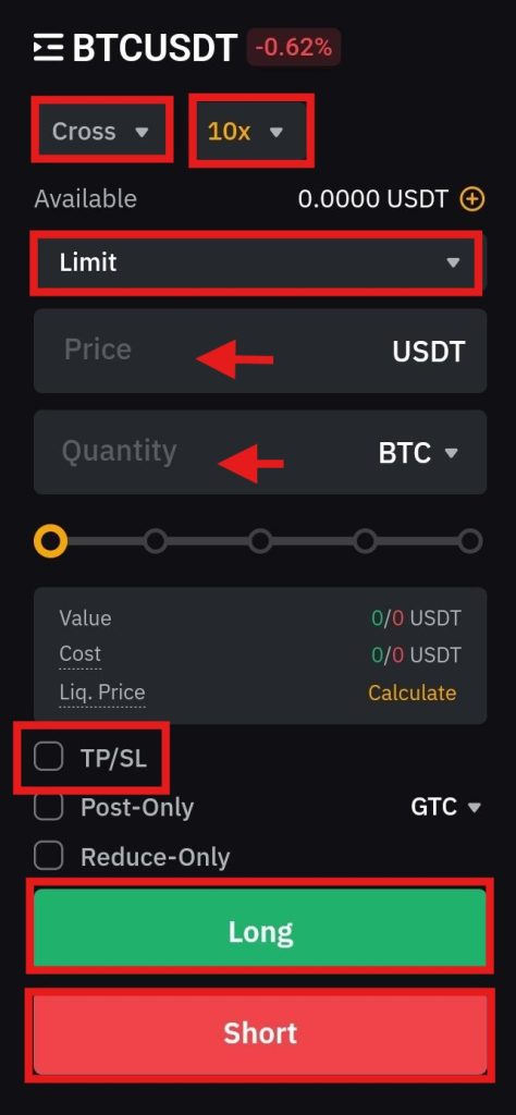 Bybit App Futures Trading Tutorial: order panel