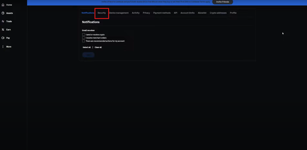 Coinbase 2FA Tutorial: 2FA page