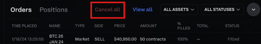 Coinbase futures trading tutorial: positions tab