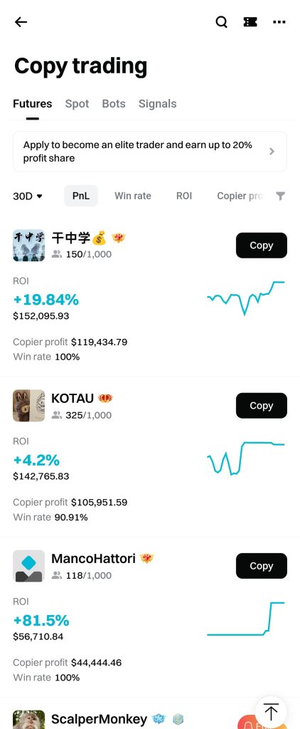 Bitget App Copy Trading Tutorial: Select traders