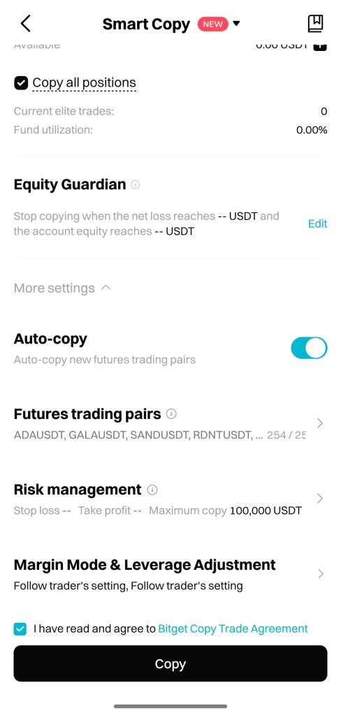 Bitget App Copy Trading Tutorial: Advanced Copy trade settings