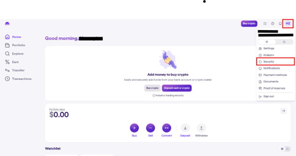 Kraken Exchange Tutorial: 2FA Authentication