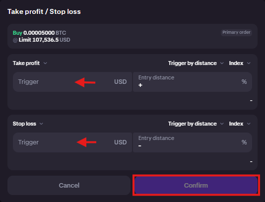 Kraken Tutorial: Take profit / Stop loss settings