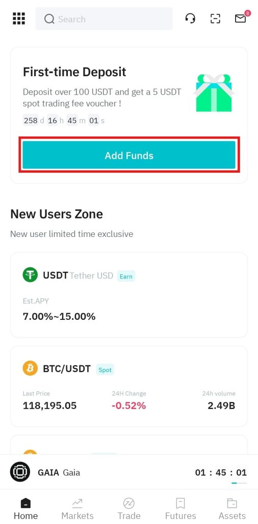 BitMart App Crypto Deposit Tutorial: Add crypto funds