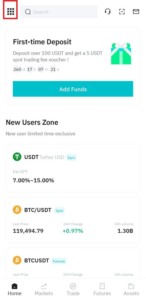 BitMart app Tutorial: Account symbol