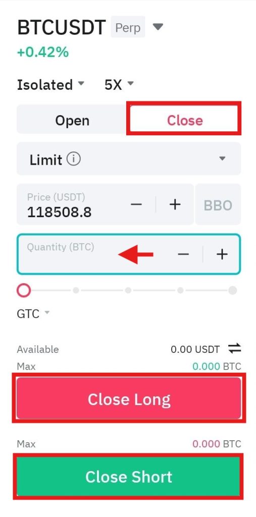 BitMart App Futures trading Tutorial: Closing position order panel