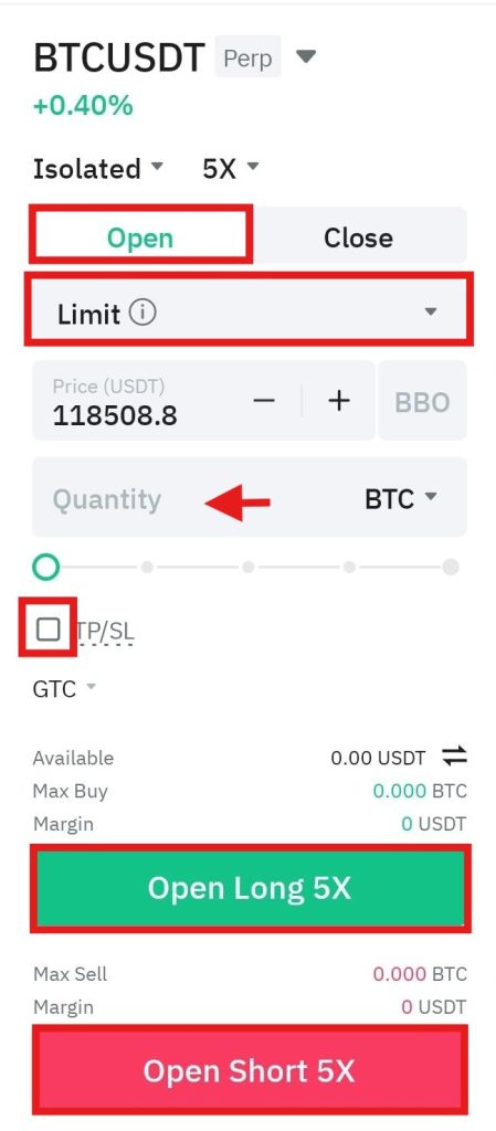 BitMart App Futures trading Tutorial: order panel