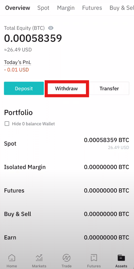 BitMart App Withdrawal Tutorial: Withdraw tab