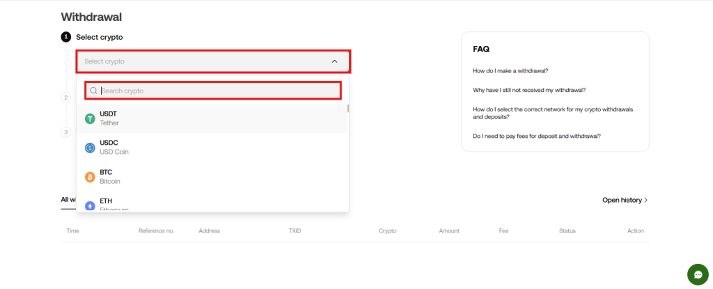 OKX withdrawal Tutorial: Select the coin