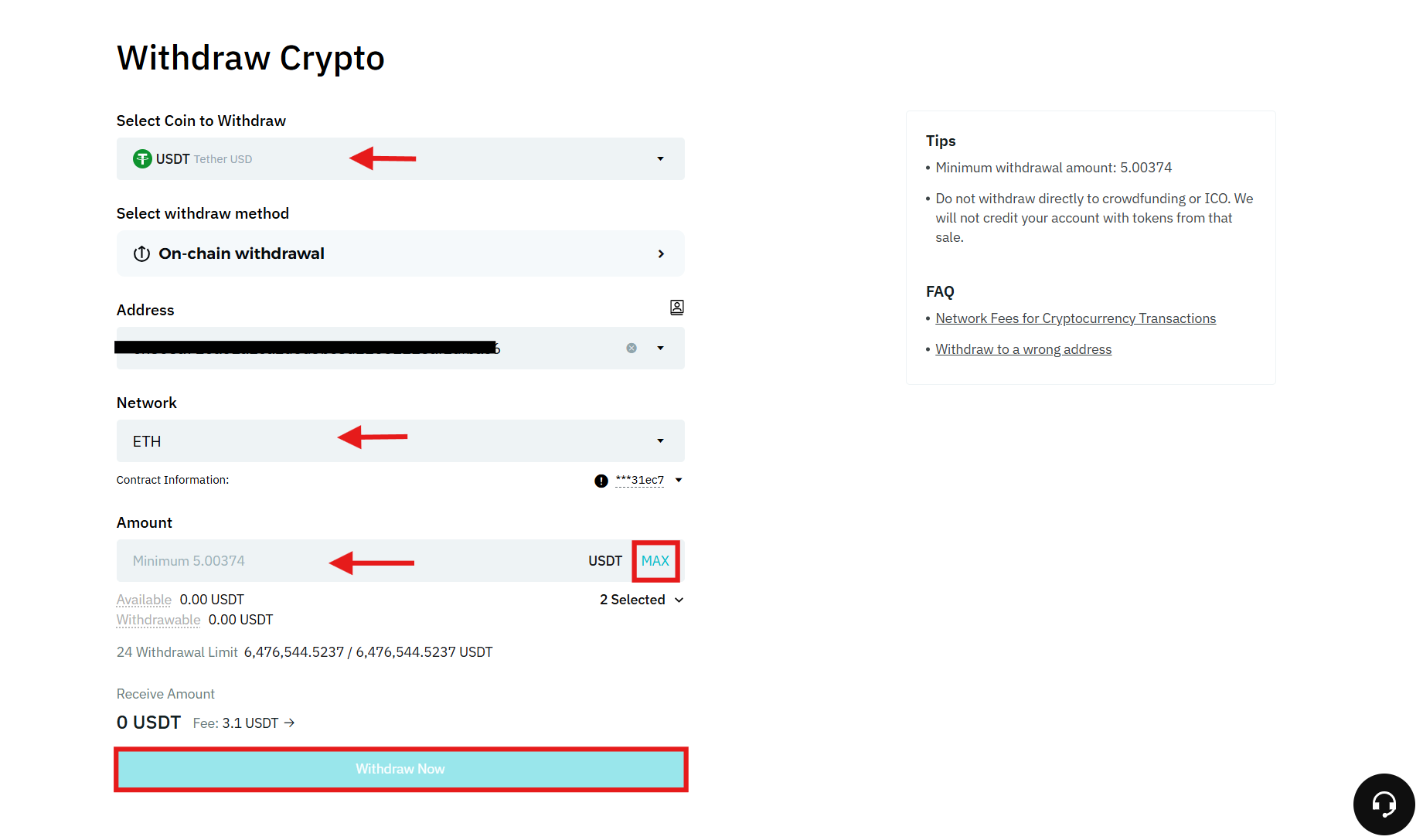 Crypto withdrawal