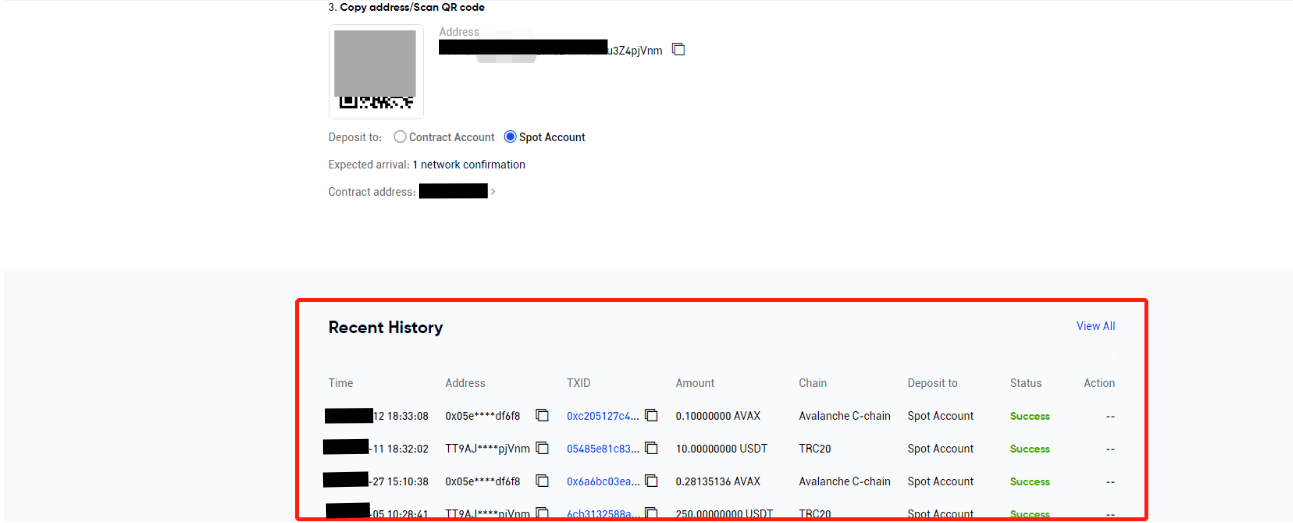 crypto deposit history