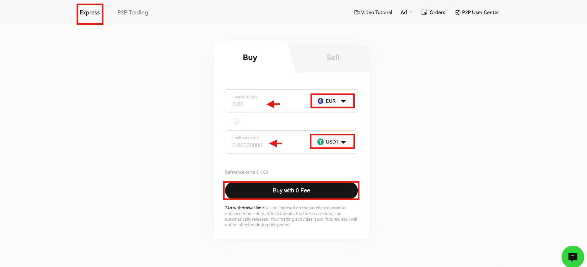 Phemex express order page
