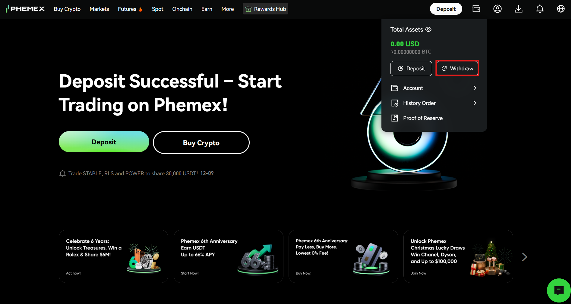 phemex withdraw