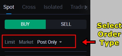 HTX Spot Trading Tutorial: Select an Order type