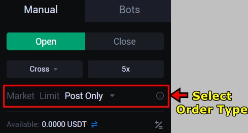 HTX Futures Trading Tutorial: Select Order Type