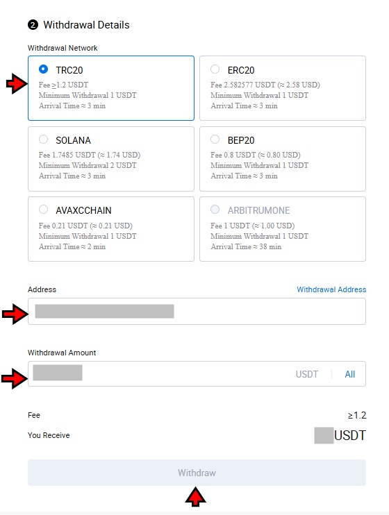 HTX Withdrawal Tutorial: Enter the amount to withdraw