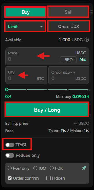 Order panel