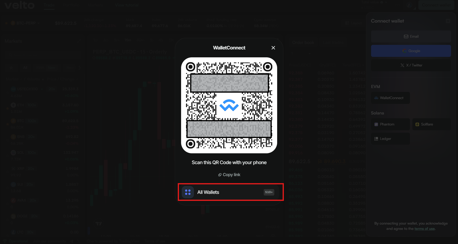 External wallet connect