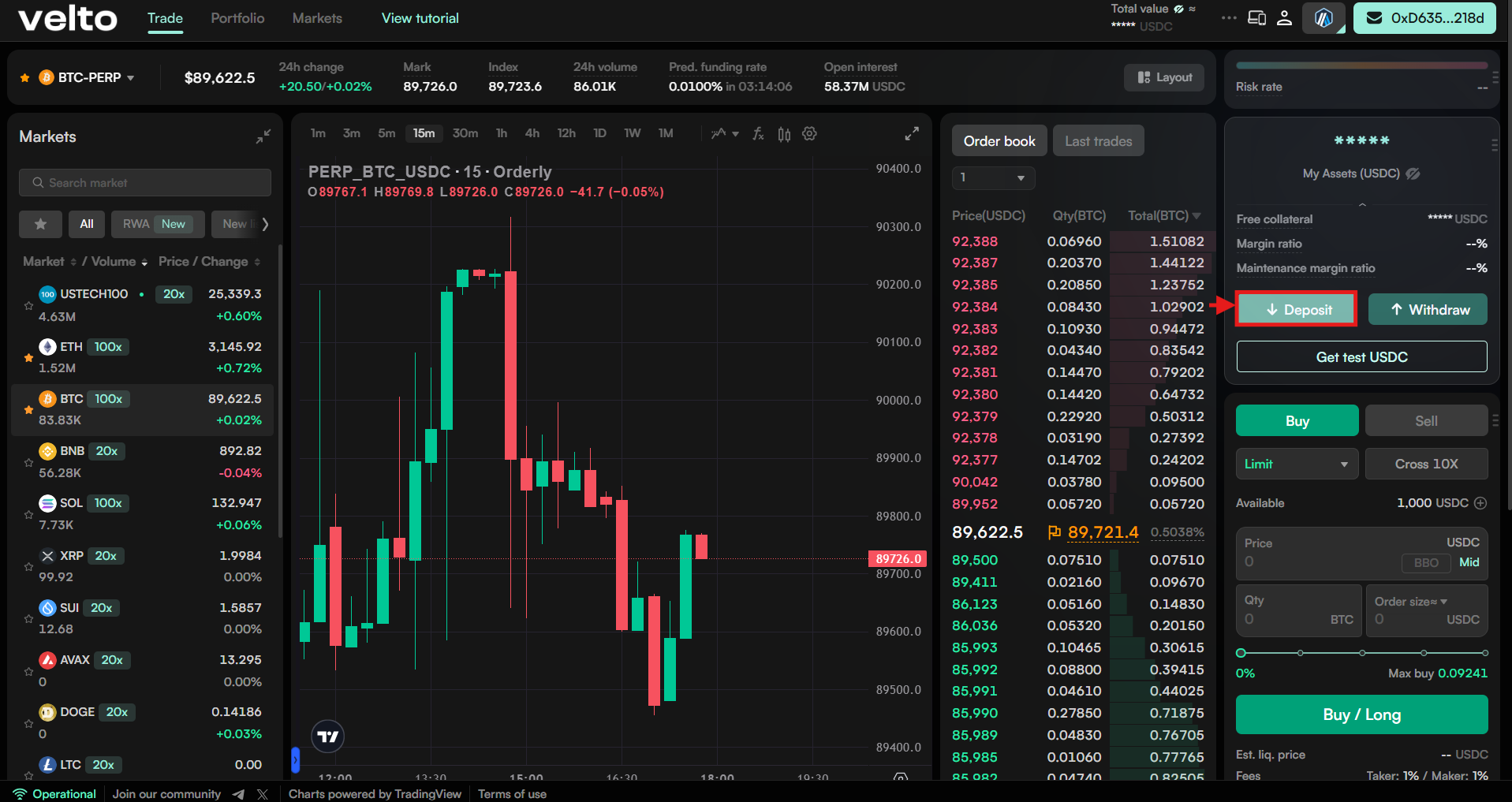 Deposit crypto
