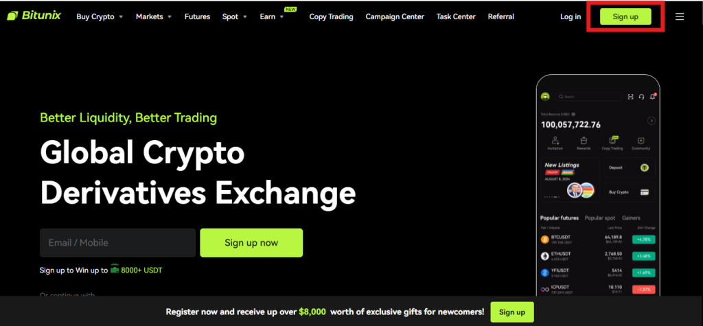 Bitunix Homepage