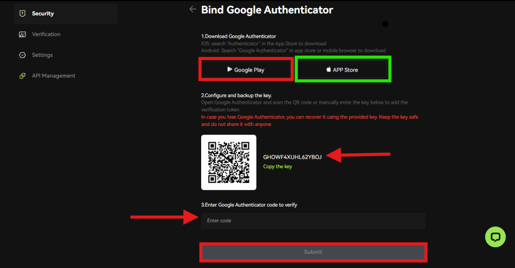 Bitunix 2FA page