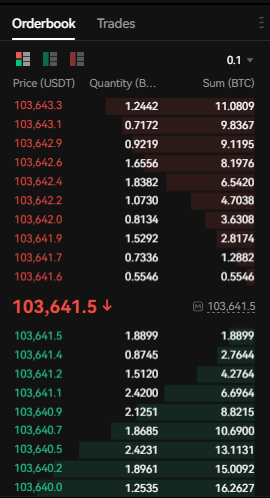 Bitunix Futures trading order book