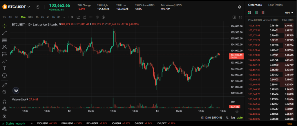 Bitunix Spot trading interface