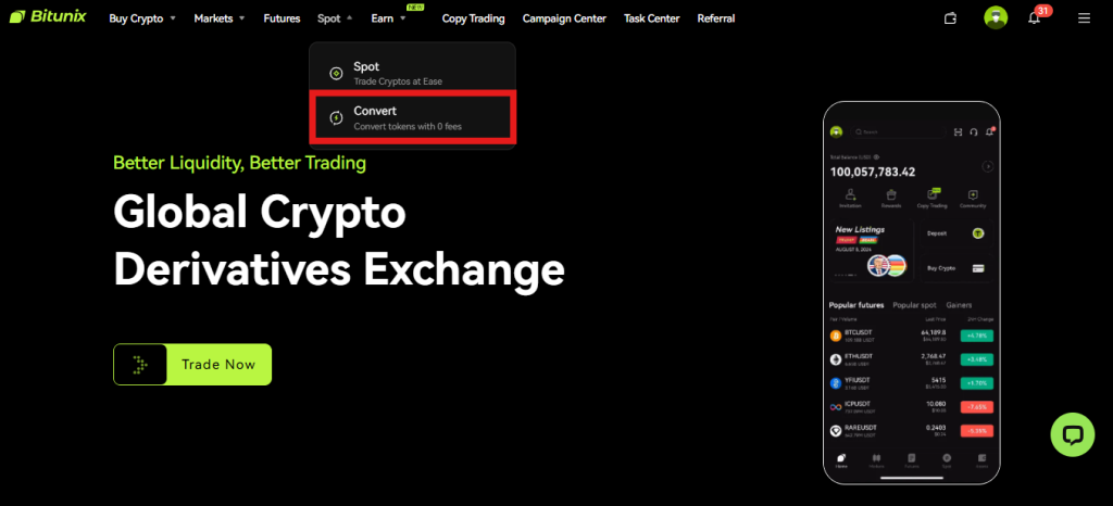 Bitunix convert
