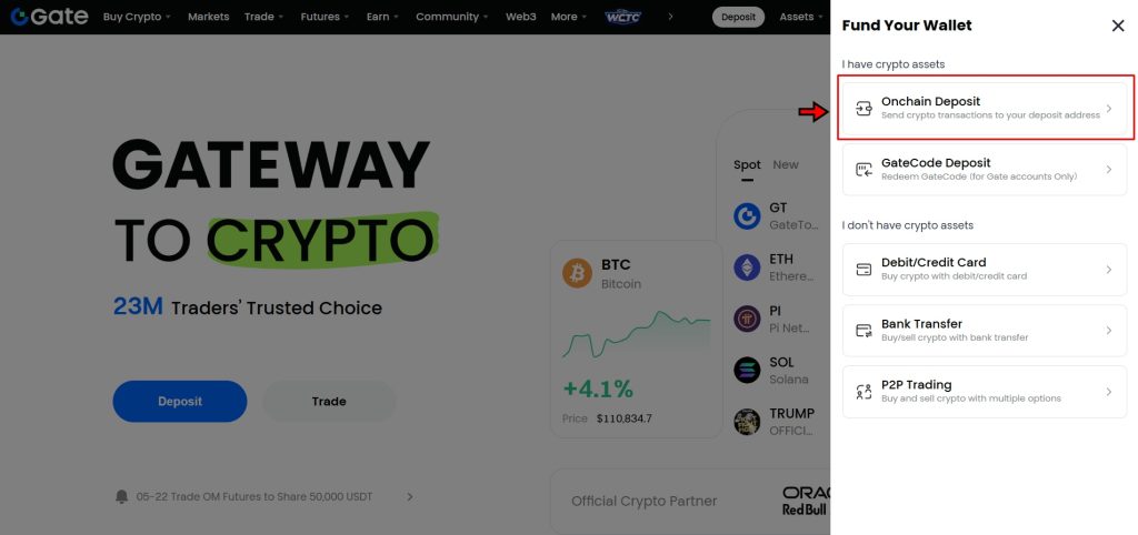 Gate.io Deposit funds Tutorial