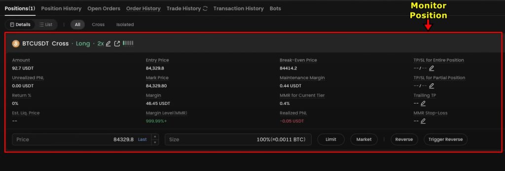 Gate.io Futures Trading Tutorial: Monitor your position