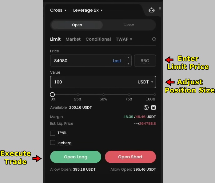 Gate.io Futures Trading Tutorial: Enter Trade Details and Open Position