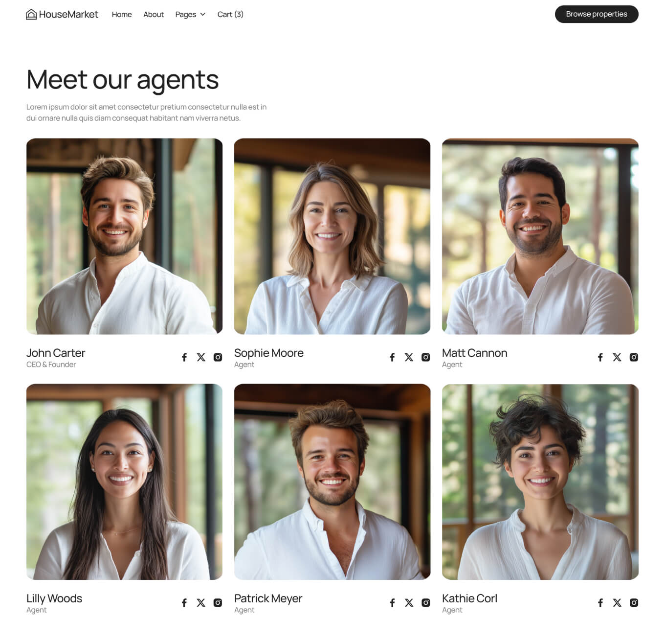 HouseMarket - Agents Page - Real Estate Webflow Template