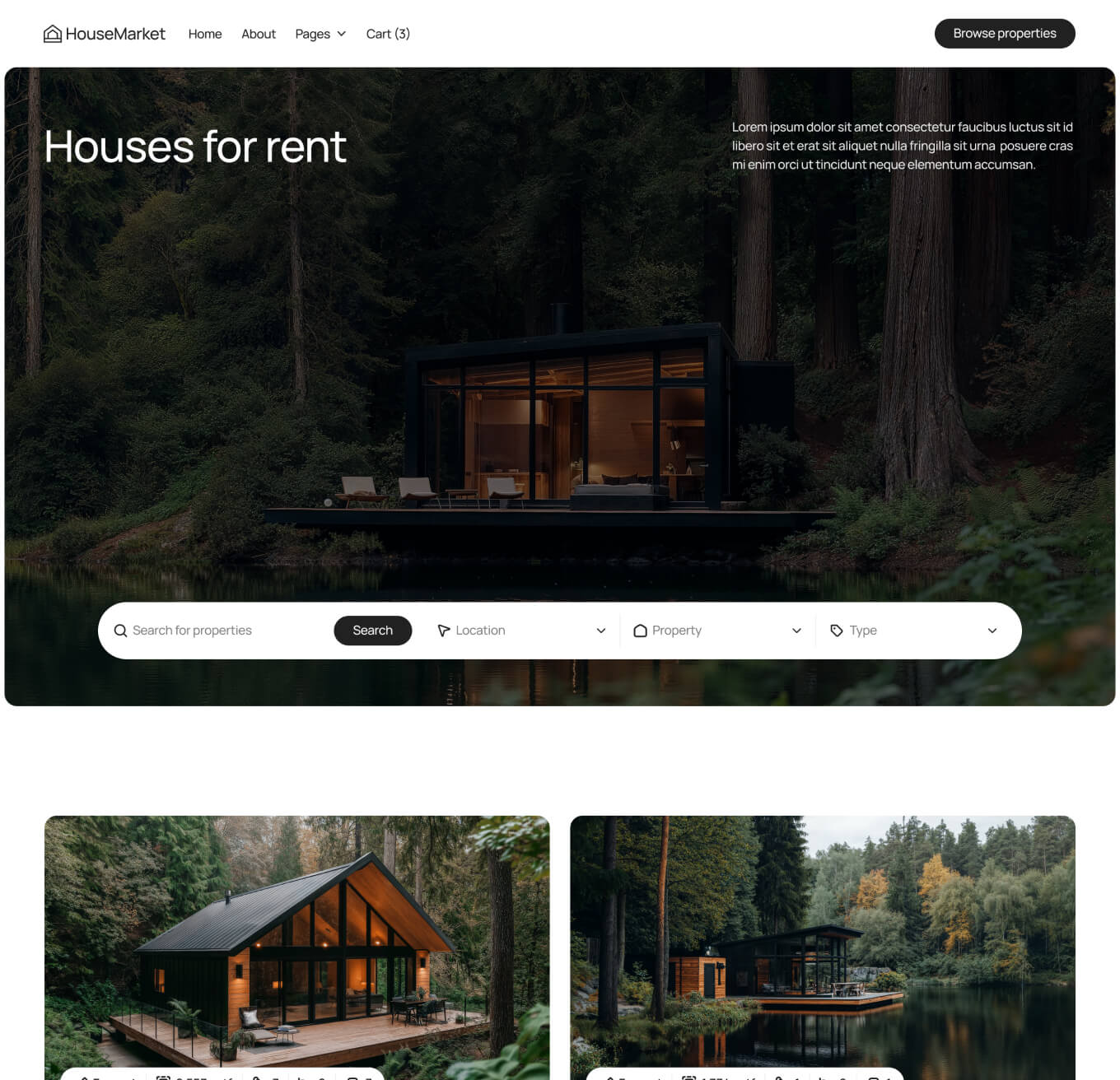 HouseMarket - Properties By Type Page - Real Estate Webflow Template