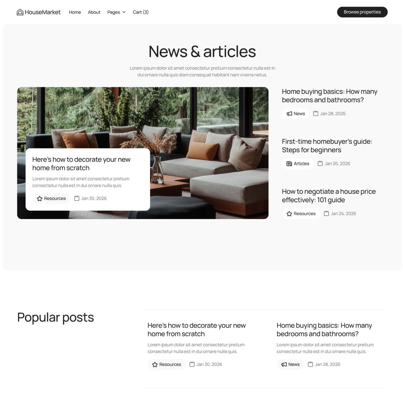 HouseMarket - Blog V1 Page - Real Estate Webflow Template