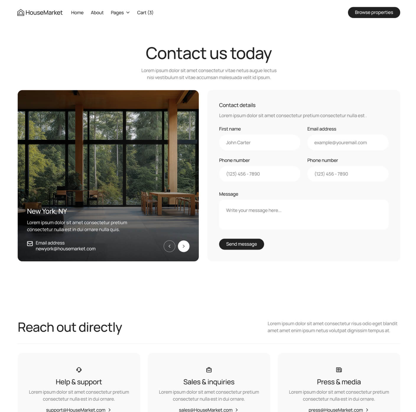 HouseMarket - Contact V2 Page - Real Estate Webflow Template