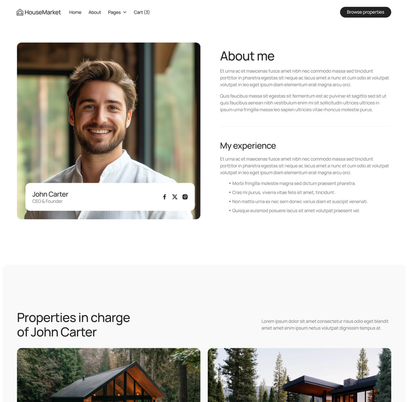 HouseMarket - Team Member Single Page - Real Estate Webflow Template